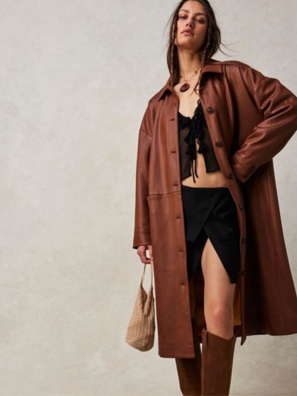 NWOT Free People Faux Suede Duster Jacket - Picture 1 of 4